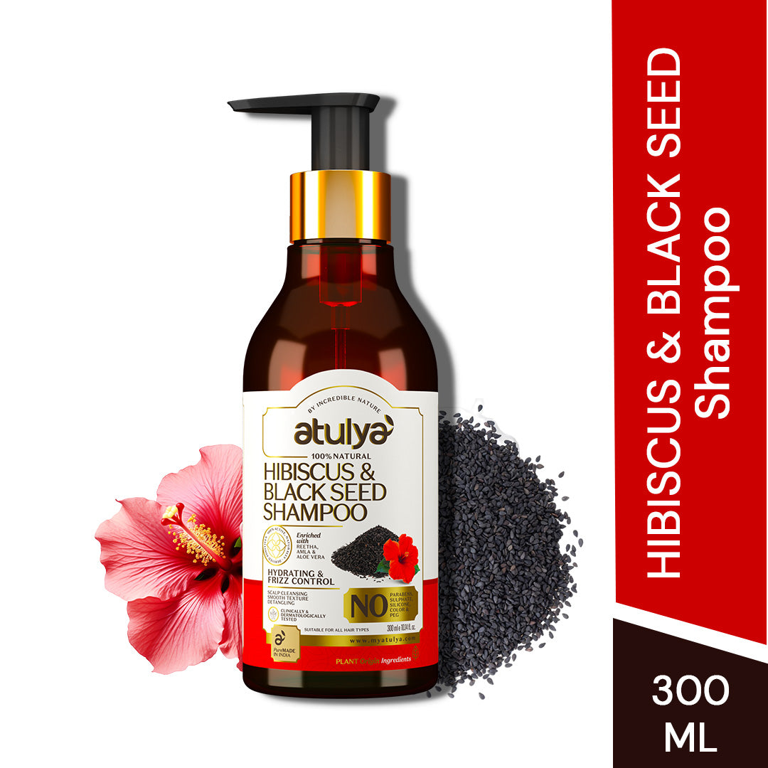 Atulya Hibiscus & Black Seed Shampoo | Supports Growth, Deep Cleanse | 300 ml