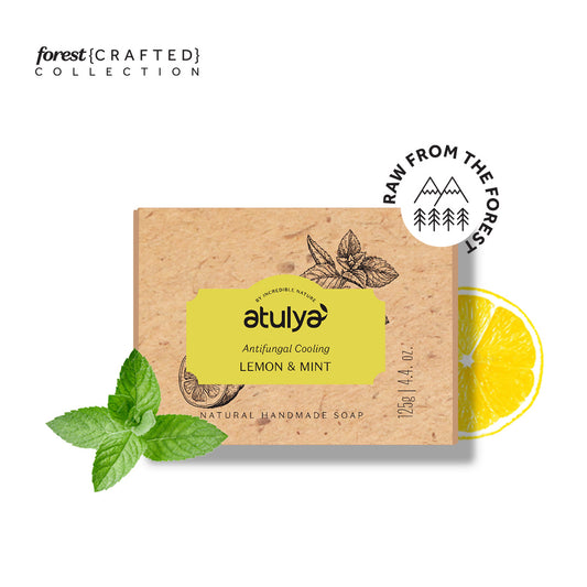 Atulya Lemon & Mint Soap | Energizes Skin, Controls Odour | SLS & Paraben Free | For all skin types | 125 gm
