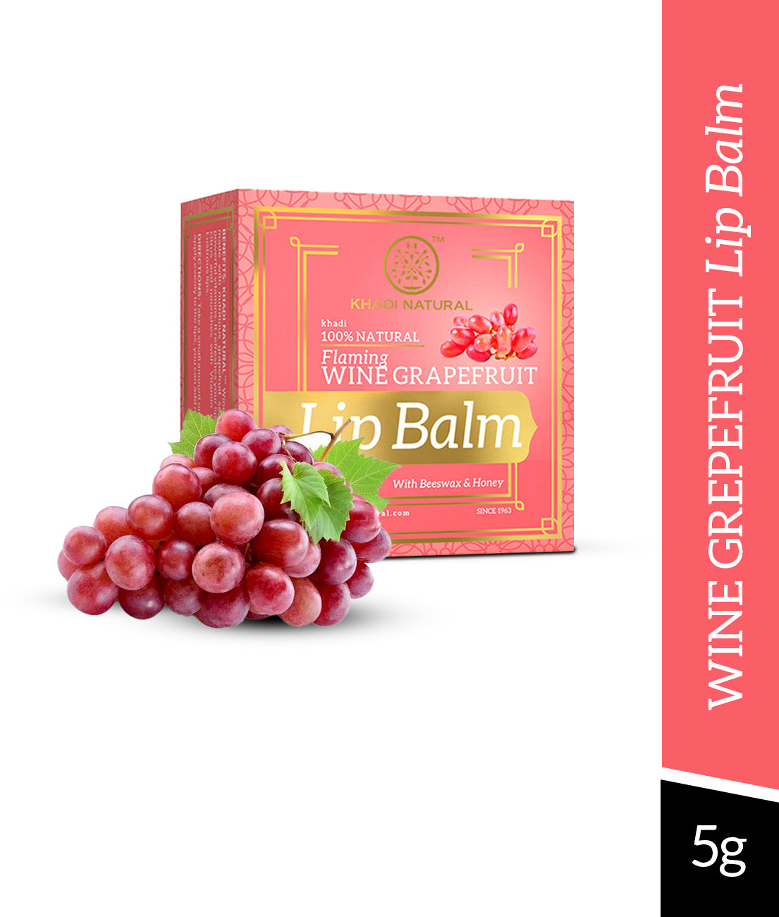 Khadi Natural Lip Balm Wine Grapefruit Hydrating Beeswax & Shea Butter (5g)