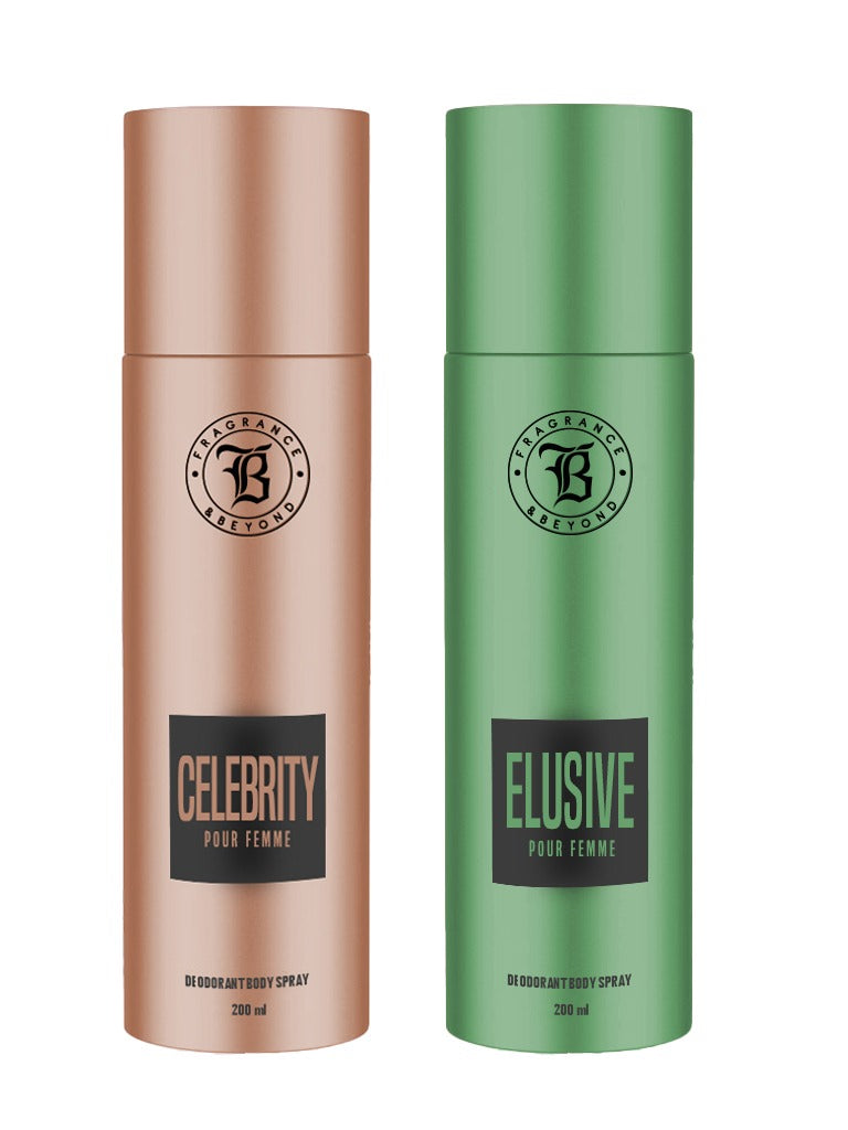 Body Deodorant for Women, (Pack of 2) - 200ml Each | Elusive, Celebrity