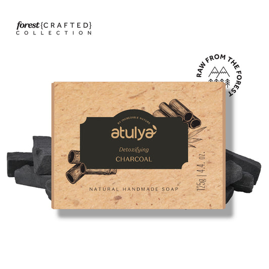 Atulya Charcoal Soap | Purifies Pores, Removes Impurities | SLS & Paraben Free | For all skin types | 125 gm