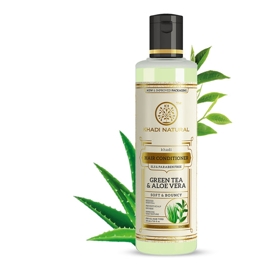 Khadi Natural Green Tea & Aloevera Conditioner Frizz-Free Ayurvedic Care (210ml)
