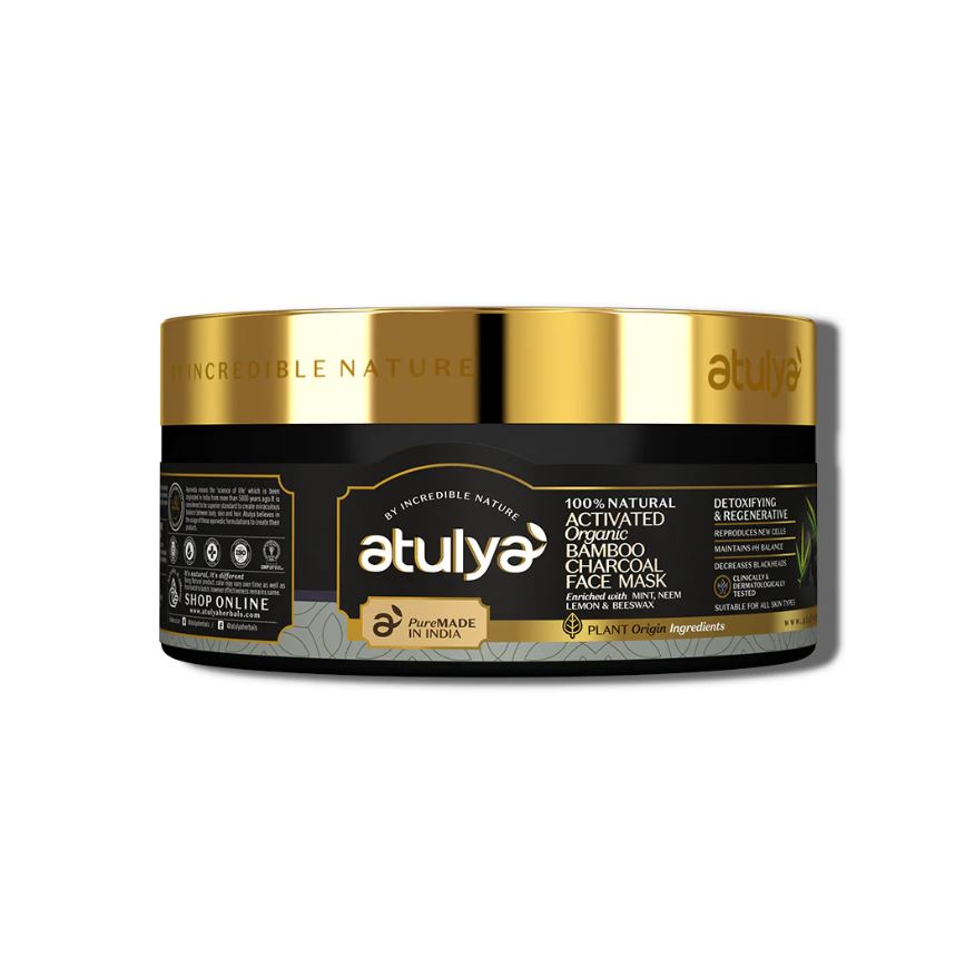 Atulya Activated Organic Bamboo Charcoal Face Mask | Detoxifying - 200g
