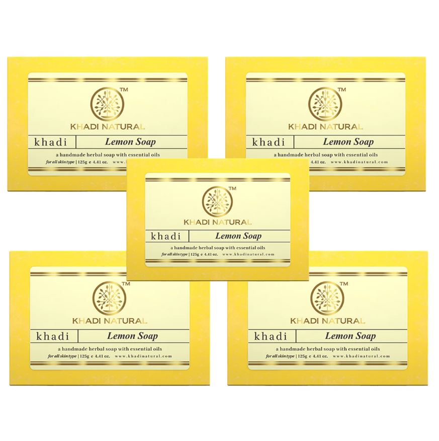 Khadi Natural Herbal Lemon Soap Combo pack of 5 – 125gm Each
