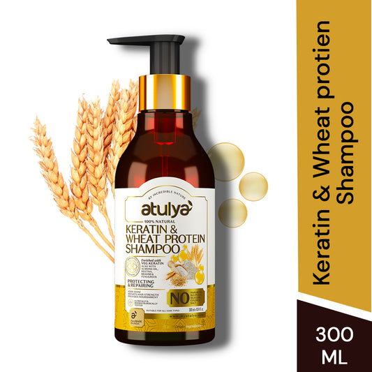 Atulya Keratin & Wheat Protein Shampoo | Strengthens Strands, Reduces Breakage | 300 ml