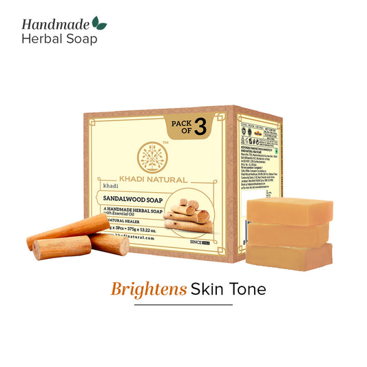 Khadi Natural Sandalwood Soap Gentle Cleansing & Glow Pack of 3 (3×125g)