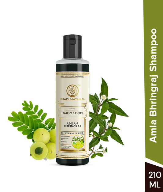 Khadi Natural Amla & Bhringraj Hair Cleanser Shampoo for Strong Healthy Hair 210ml