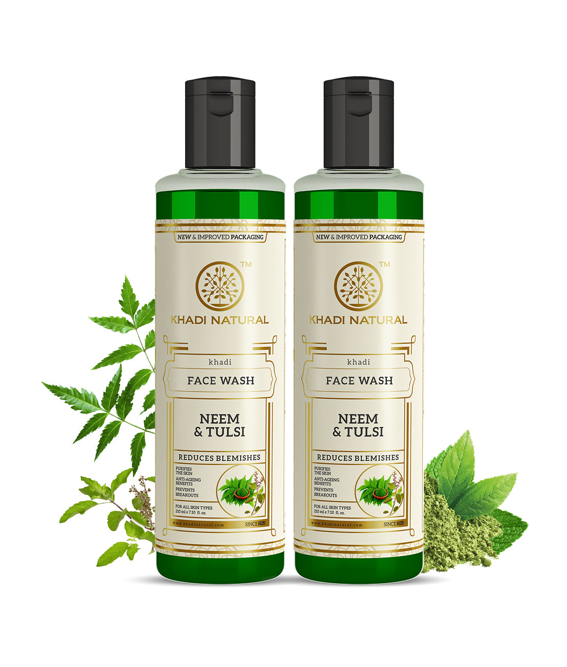 Khadi Natural Neem & Tulsi Face Wash Purifying Care Pack of 2 (420ml)