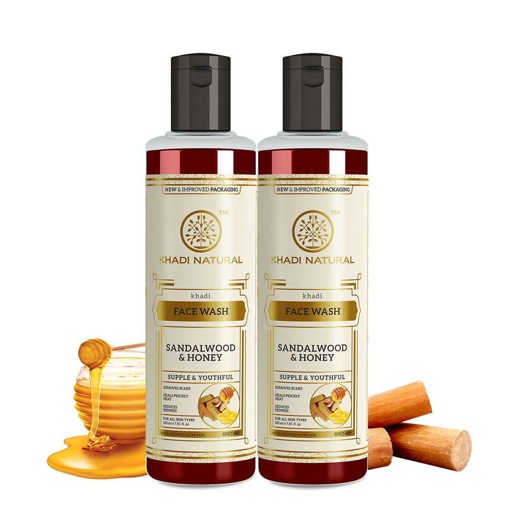 Khadi Natural Sandalwood & Honey Face Wash Pack of 2 (420ml)