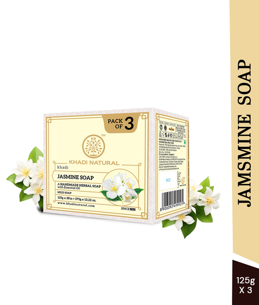 Khadi Natural Herbal Jasmine Soap Refreshing Bath Bar Pack of 3 (375g)
