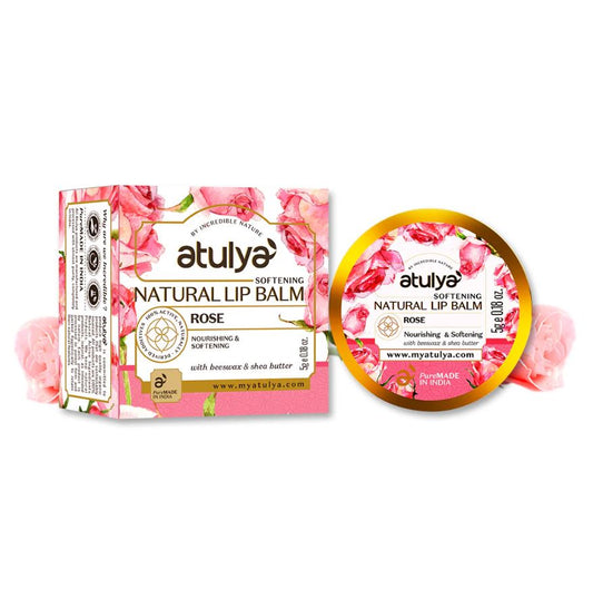 Atulya Rose Natural Lip Balm | Softening and Nourishing - 5gm