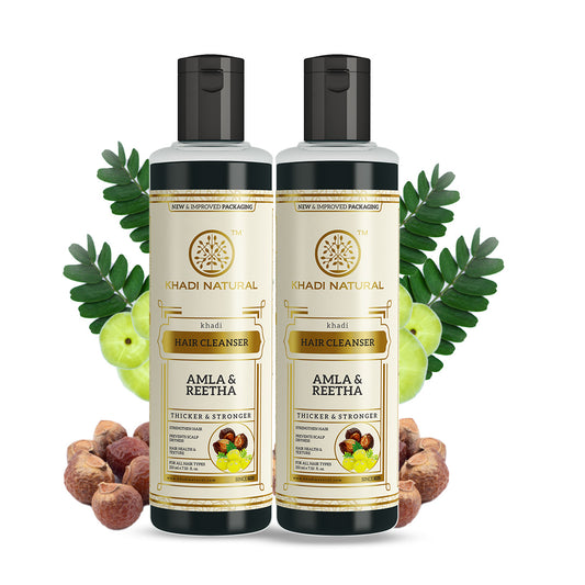 Khadi Natural Amla & Reetha Hair Cleanser Shampoo Pack of 2 (420ml)