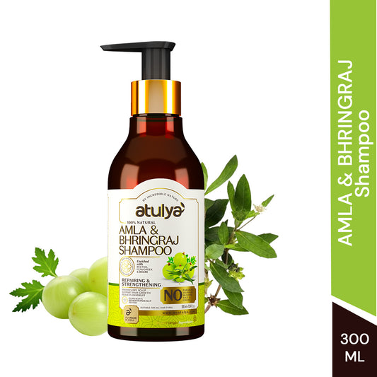 Atulya Amla & Bhringraj Shampoo | Deep Cleansing, Strengthens Hair | Sulphate Free | 300 ml
