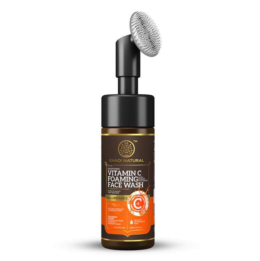 Khadi Natural Vitamin C Foaming Face Wash Within - Built Face Brush - 150ml