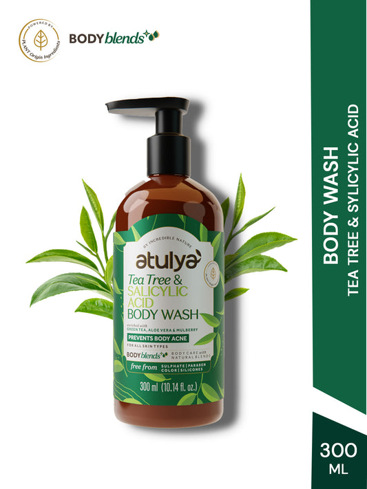 Atulya Tea Tree & Salicylic Acid Body Wash | Hydrating & Gentle Exfoliation | SLS & Paraben Free | For All Skin Types | 300 ml