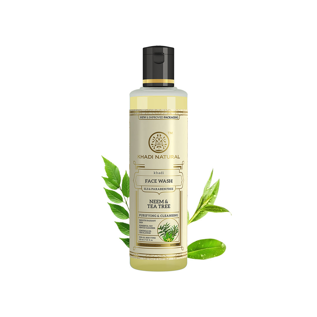 Khadi Natural Neem & Tea Tree Face Wash SLS-Paraben Free Anti-Acne (210ml)