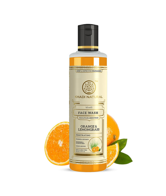 Khadi Natural Orange & Lemongrass Face Wash SLS & Paraben Free (210ml)