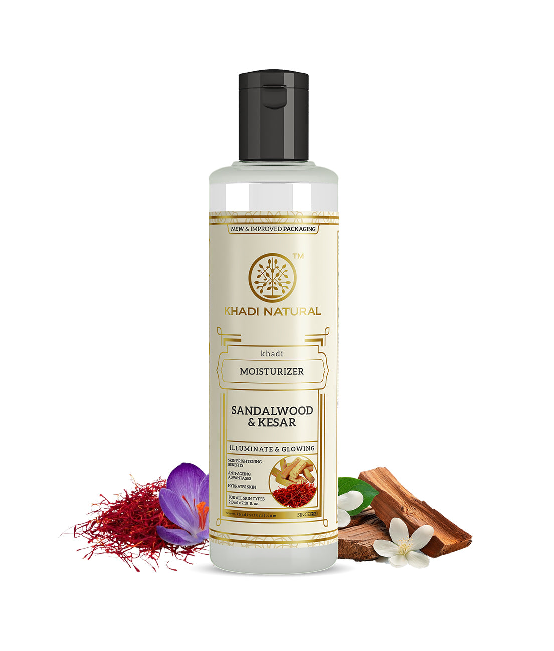 Khadi Natural Ayurvedic Sandalwood Kesar Moisturiser Glowing Skin (210ml)