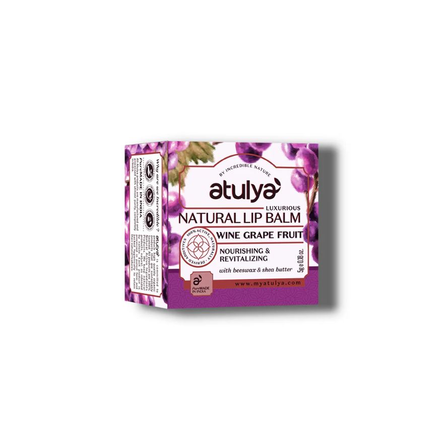 Atulya Wine Grape Fruit Natural Lip Balm | For Nourishing Lips - 5gm