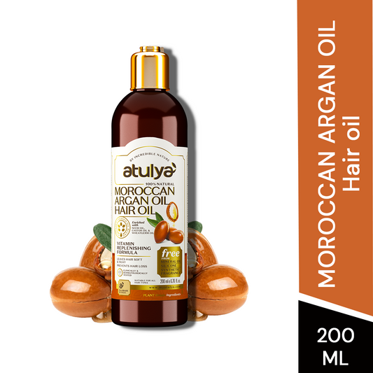 Atulya Moroccan Argan Oil Hair Oil | Smoothens & Repairs Hair | Non-Sticky Formula | 200 ml