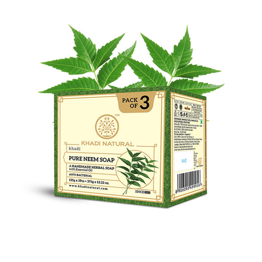 Khadi Natural Pure Neem Soap Deep Cleansing Pack of 3 (375g)