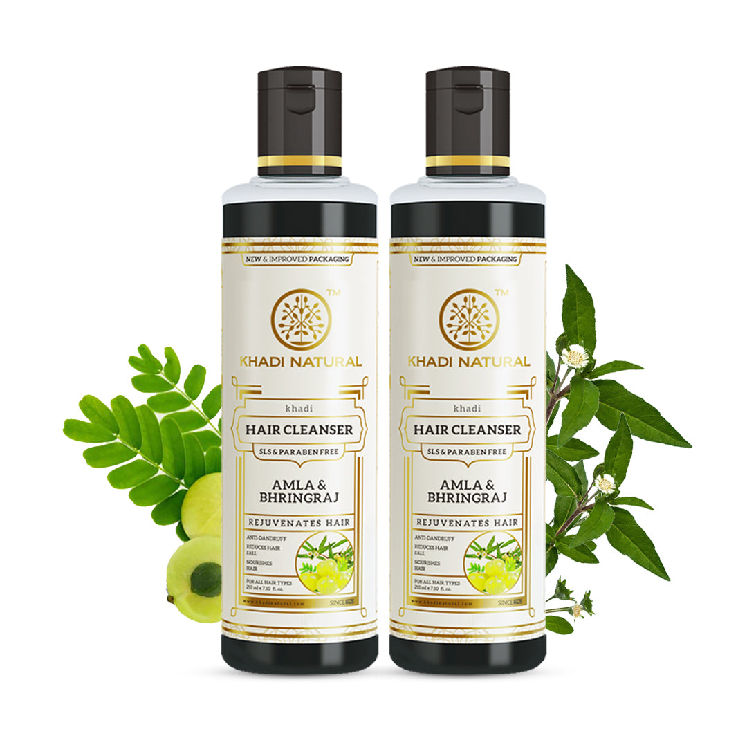 Khadi Natural Amla & Bhringraj Shampoo SLS & Paraben Free Pack of 2 (420ml)