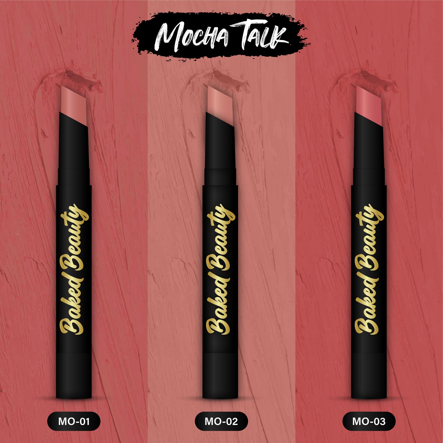 Lip Crayon Lipstick with Light Weight & Nourishing Formula, Mocha Talk, Set of 3, 2.5g each