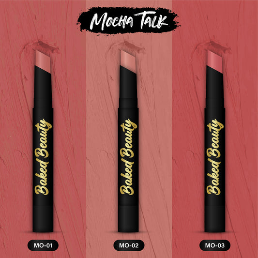 Lip Crayon Lipstick with Light Weight & Nourishing Formula, Mocha Talk, Set of 3, 2.5g each