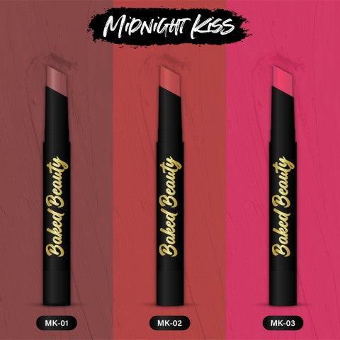 Lip Crayon Lipstick with Light Weight & Nourishing Formula, Midnight Kiss, Set of 3, 2.5g each