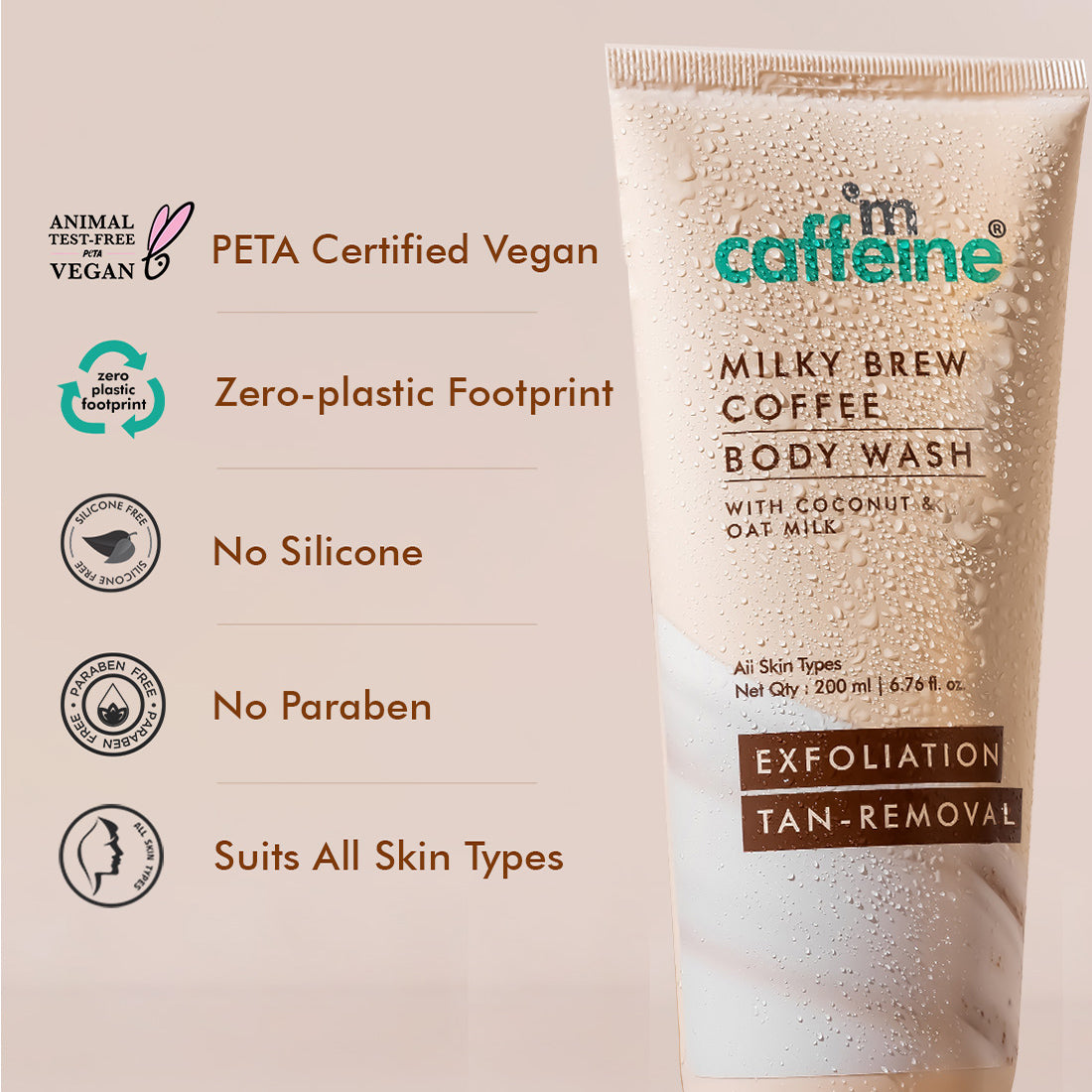 mCaffeine Milky Brew Coffee Body Wash Tube - 200 ml