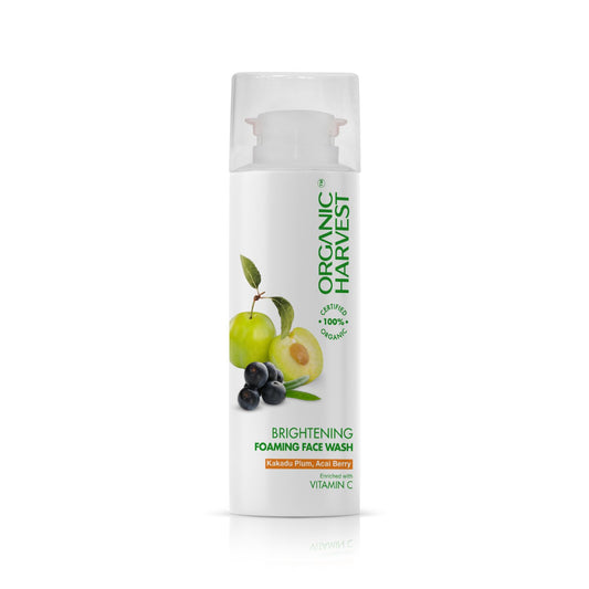 Brightening Foaming Face Wash: Kakadu Plum & Acai Berry | Vitamin C Face Wash for Bright Skin | For Men & Women | 100% American Certified Organic | Sulphate & Paraben-free - 100gm