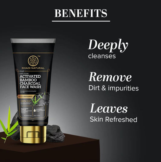 Khadi Natural Activated Bamboo Charcoal Face Wash - 100gm