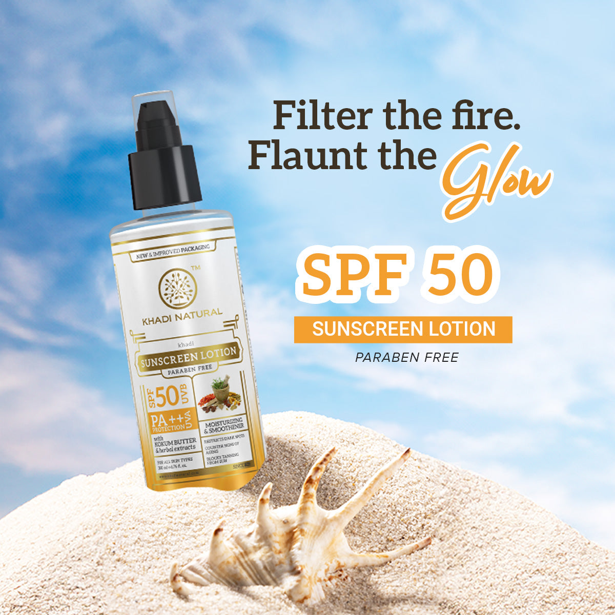 Khadi Natural Sunscreen SPF 50 PA+++ Ayurvedic Sun Protection Lotion (100ml)