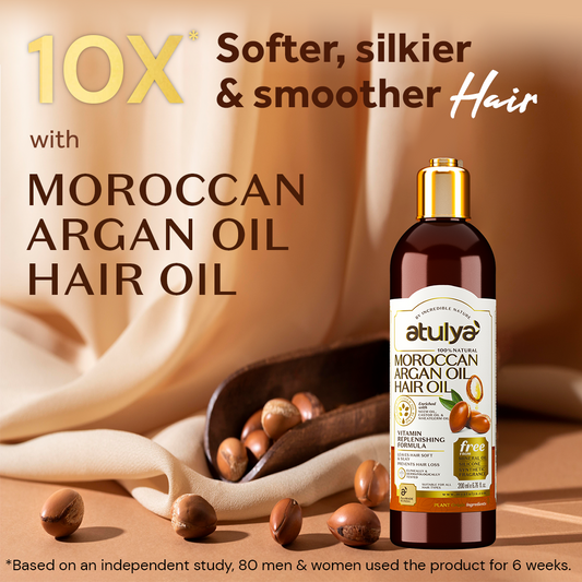 Atulya Moroccan Argan Oil Hair Oil | Smoothens & Repairs Hair | Non-Sticky Formula | 200 ml