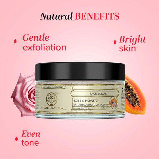 Khadi Natural Rose & Papaya Face Scrub - 50gm