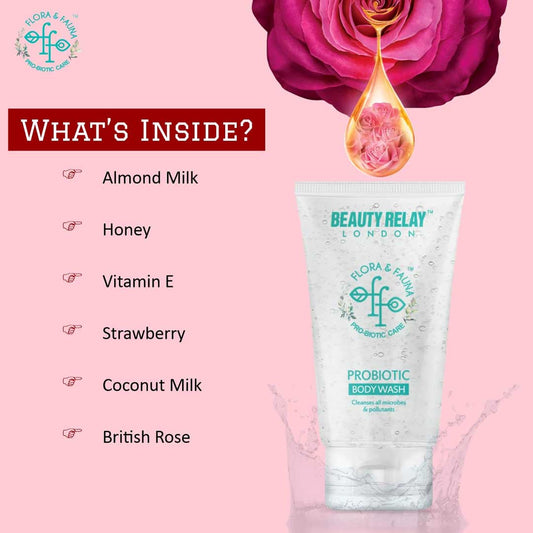 Probiotic Body Wash With Strawberry, Coconut Milk, Almond Oil, Turmeric, Honey - 200 ml
