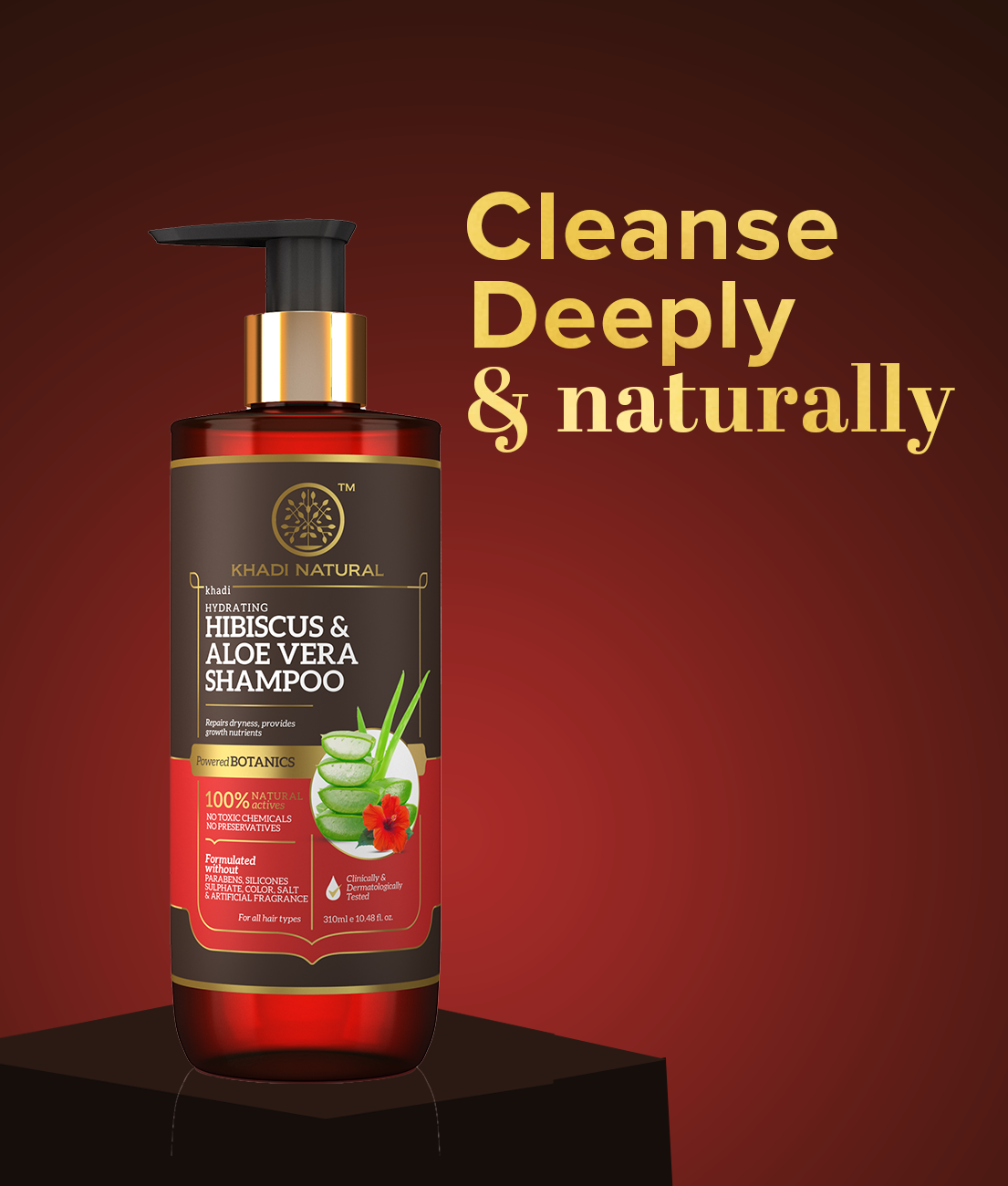 Khadi Natural Hibiscus & Aloevera Hair Shampoo Powered Botanics Prevent Split Ends (310ml)