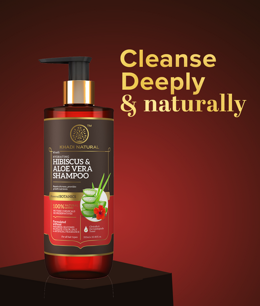 Khadi Natural Hibiscus & Aloevera Hair Shampoo Powered Botanics Prevent Split Ends (310ml)
