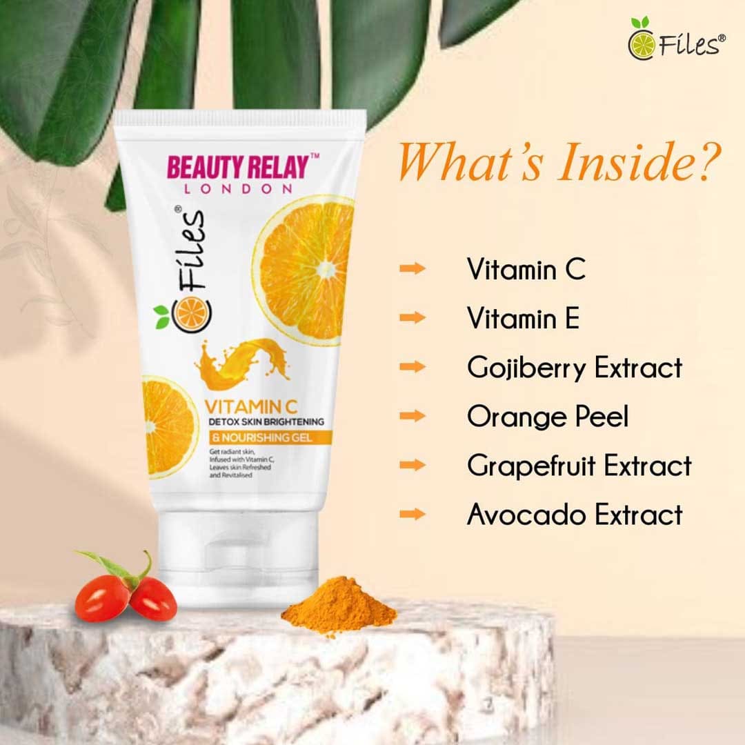 Vitamin C Detox Skin Brightening & Nourishing Gel With Orange, Gojiberry, Vitamin-E, Grape Fruit, Lemon Oil - 60 gm