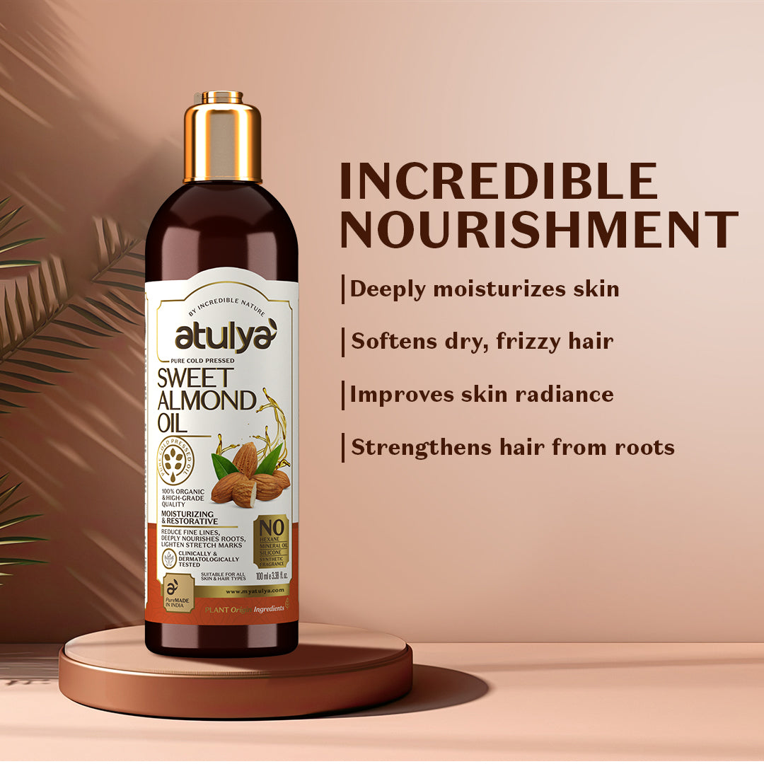 Atulya Sweet Almond Oil | Moisturises Hair & Skin | 100 Percent Pure | 100 ml