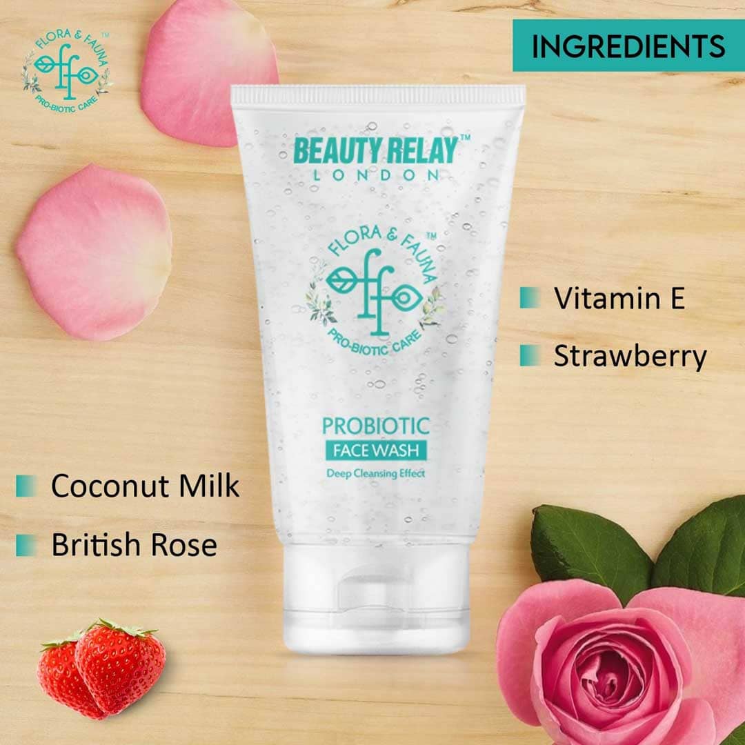 Probiotic Face Wash With British Rose, Strawberry, Coconut, Almond And Vitamin-E - 200 ml