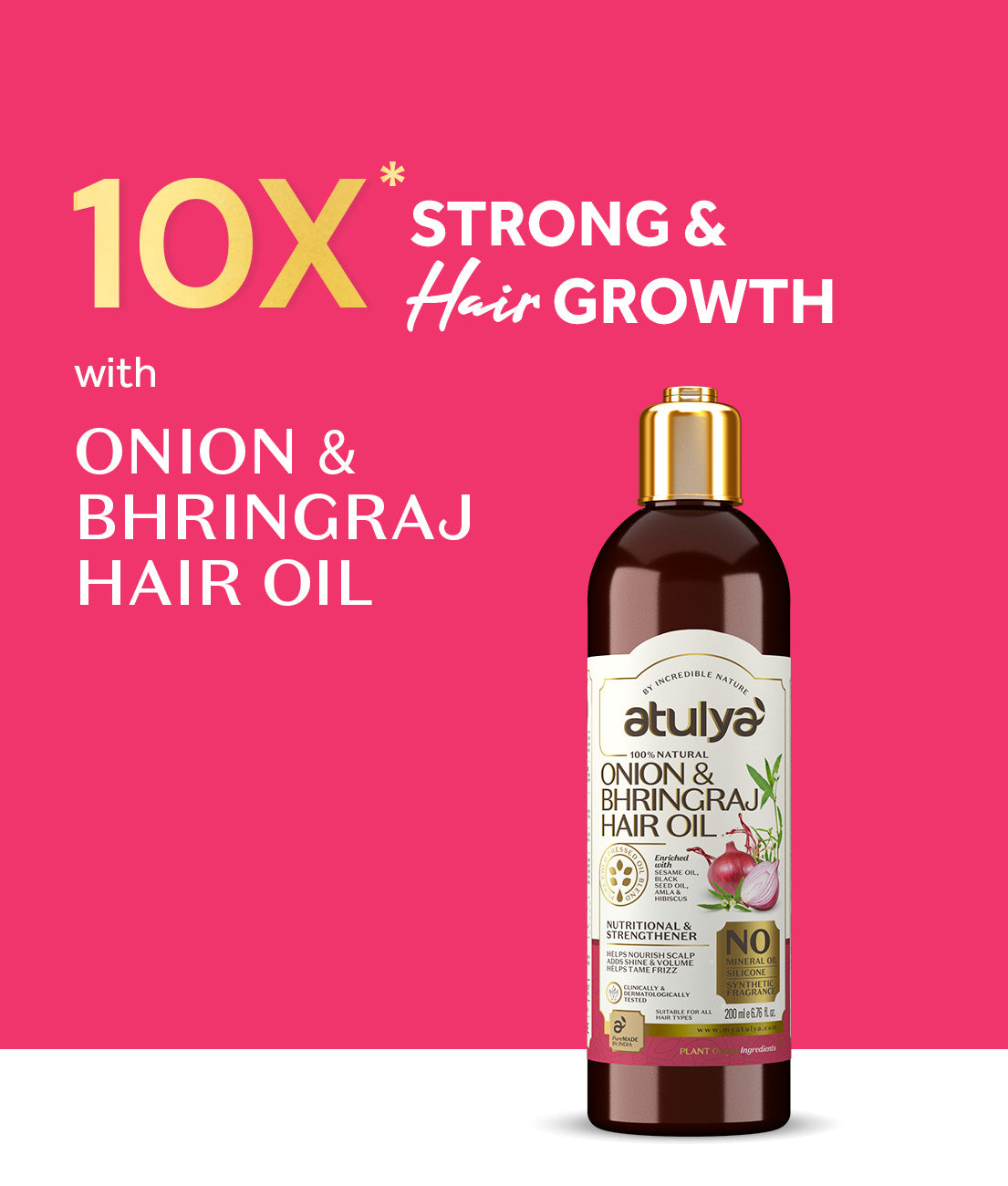 Atulya Onion & Bhringraj Hair Oil | Strengthens Roots, Improves Volume | 200 ml