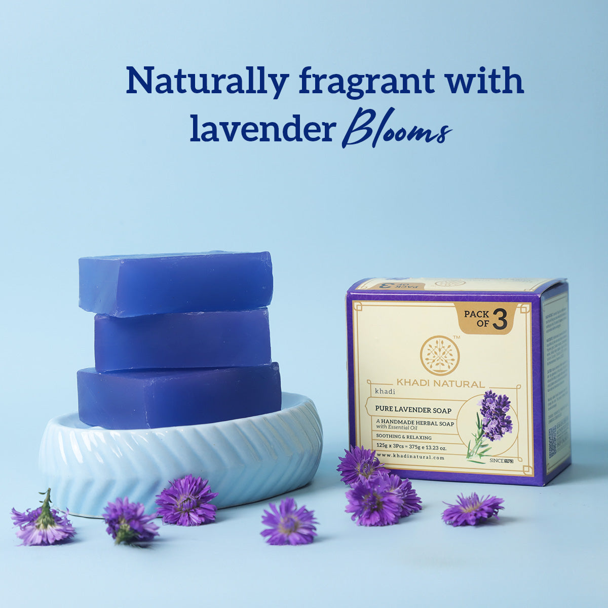 Khadi Natural Organic Pure Lavender Soap Calming Bath Bar (375g)