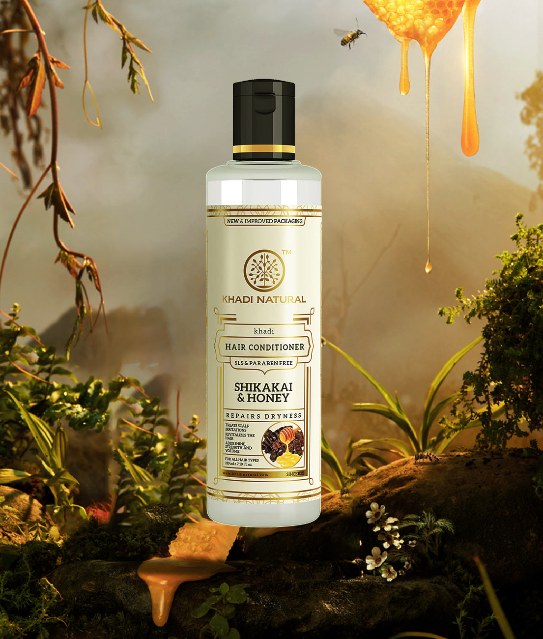 Khadi Natural Organic Shikakai & Honey Conditioner SLS-Paraben Free (210ml)