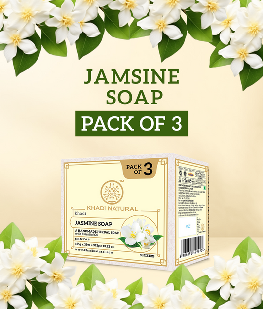 Khadi Natural Herbal Jasmine Soap Refreshing Bath Bar Pack of 3 (375g)