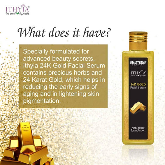 24k Gold Facial Serum With Sunflower Oil, Eucalyptus Oil, Vitamin-E, Olive Oil - 200 ml