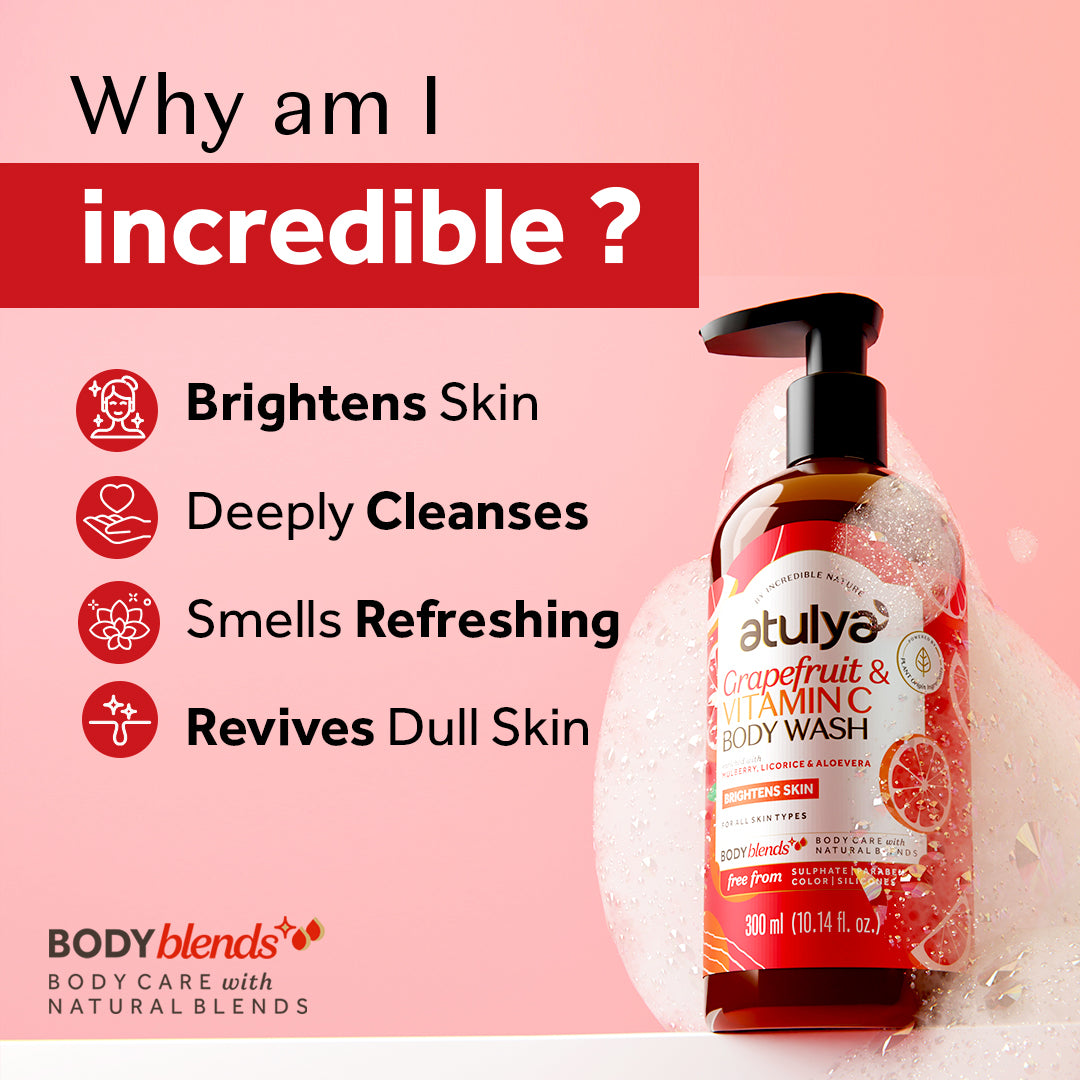 Atulya Grapefruit & Vitamin C Body Wash | Brightens & Refreshes Skin | SLS & Paraben Free | For All Skin Types | 300 ml