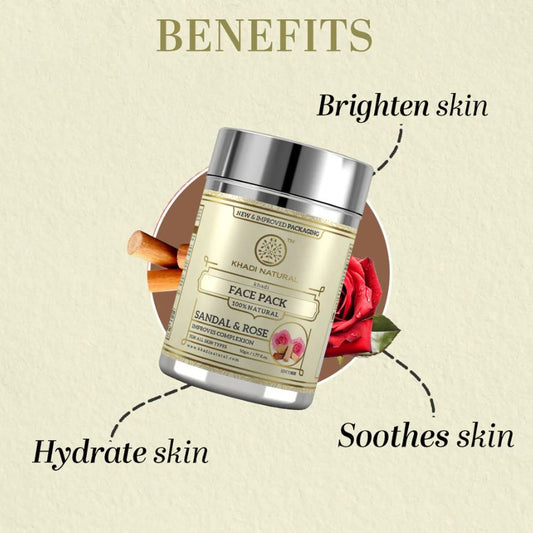 Khadi Natural Sandal & Rose Face Pack - 50gm