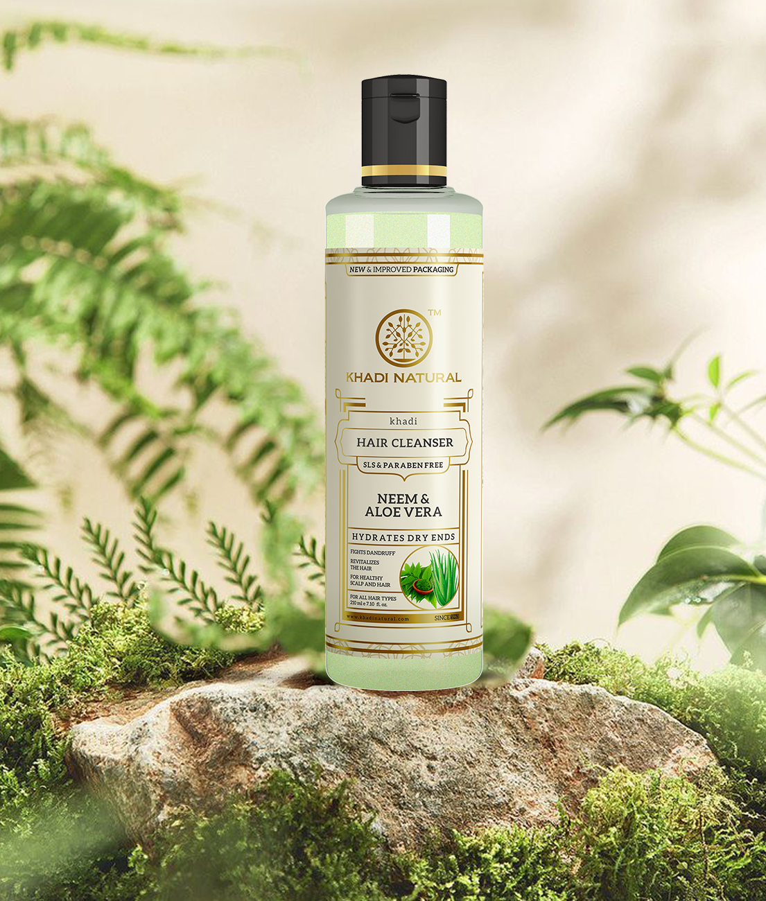 Khadi Natural Neem & Aloevera Shampoo Cleanser SLS-Paraben Free (210ml)