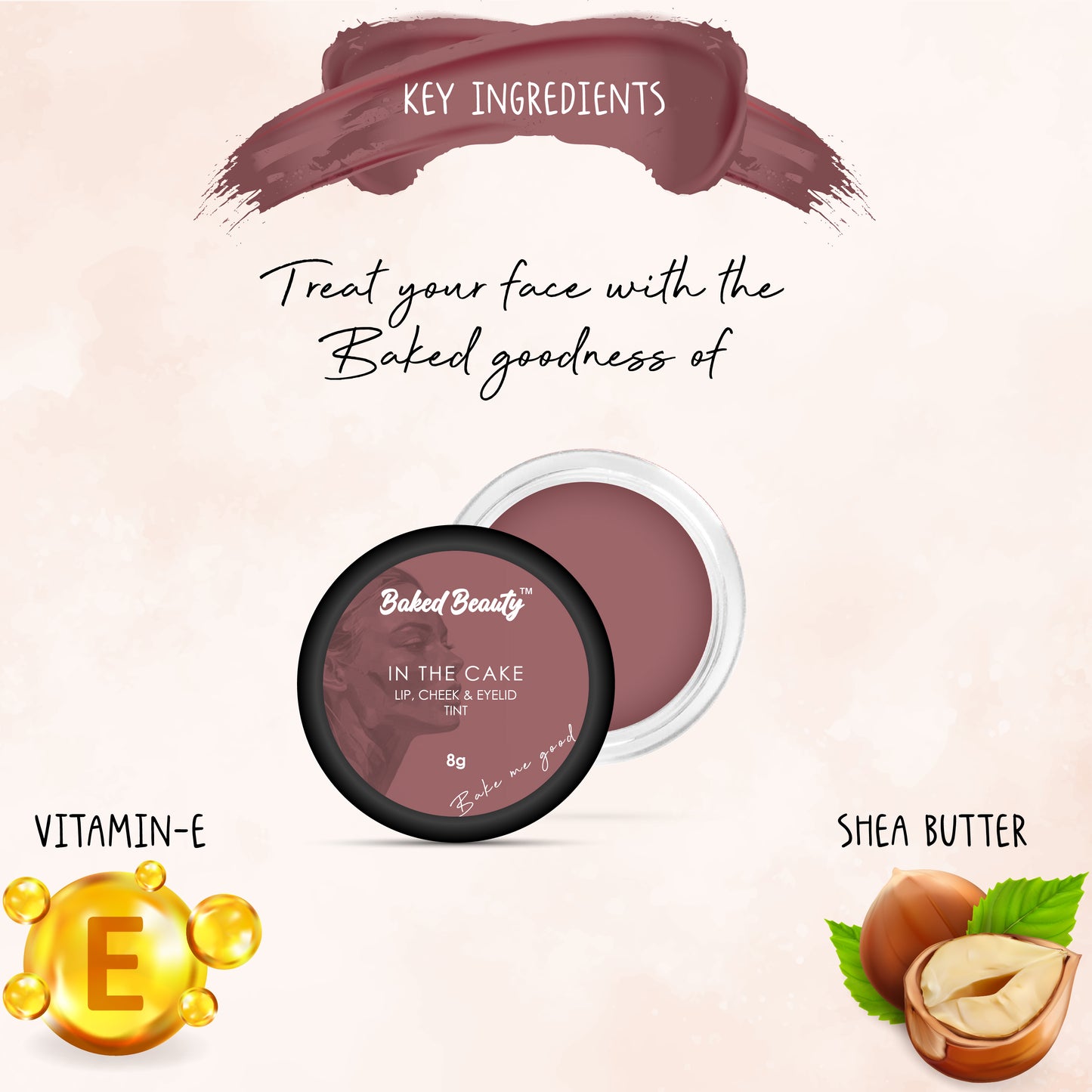 Lip, Cheek and Eyelid Tint for Hydrating Lips Enriched with Vitamin E and Shea Butter, Layered in Love, Sweet Tooth & In the Cake, Pack of 3, 8g each